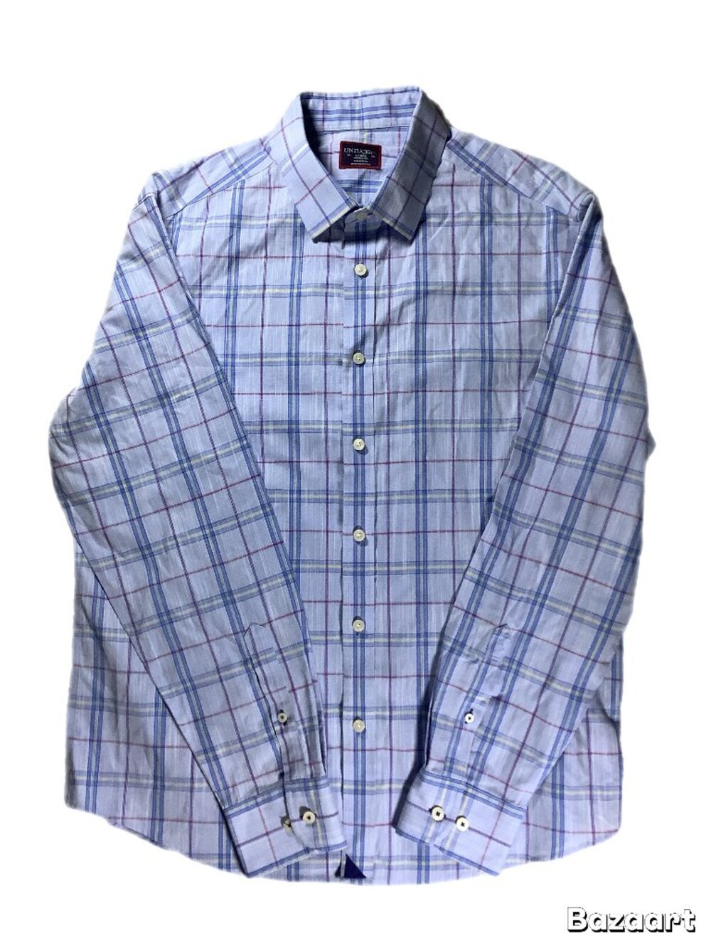 UNTUCKit Men's Wrinkle Free Blue Plaid Long Sleeve Button Up Shirt L (283)